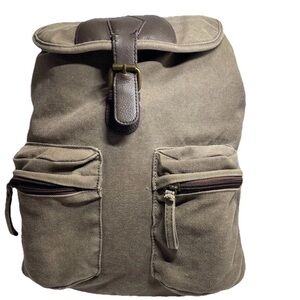 Otium Retro Canvas Backpack with Front Zipper Pockets - Military Inspired